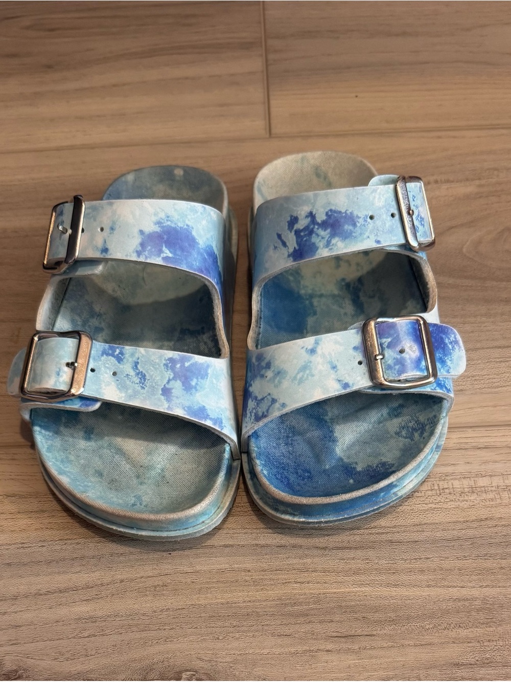 Kids Blue Tie-Dye Double Buckle Sandals